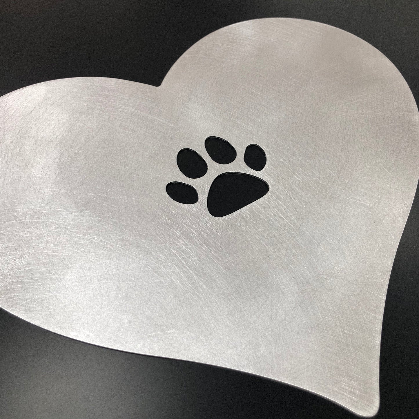 Aluminium Love Heart Cat Paw Print