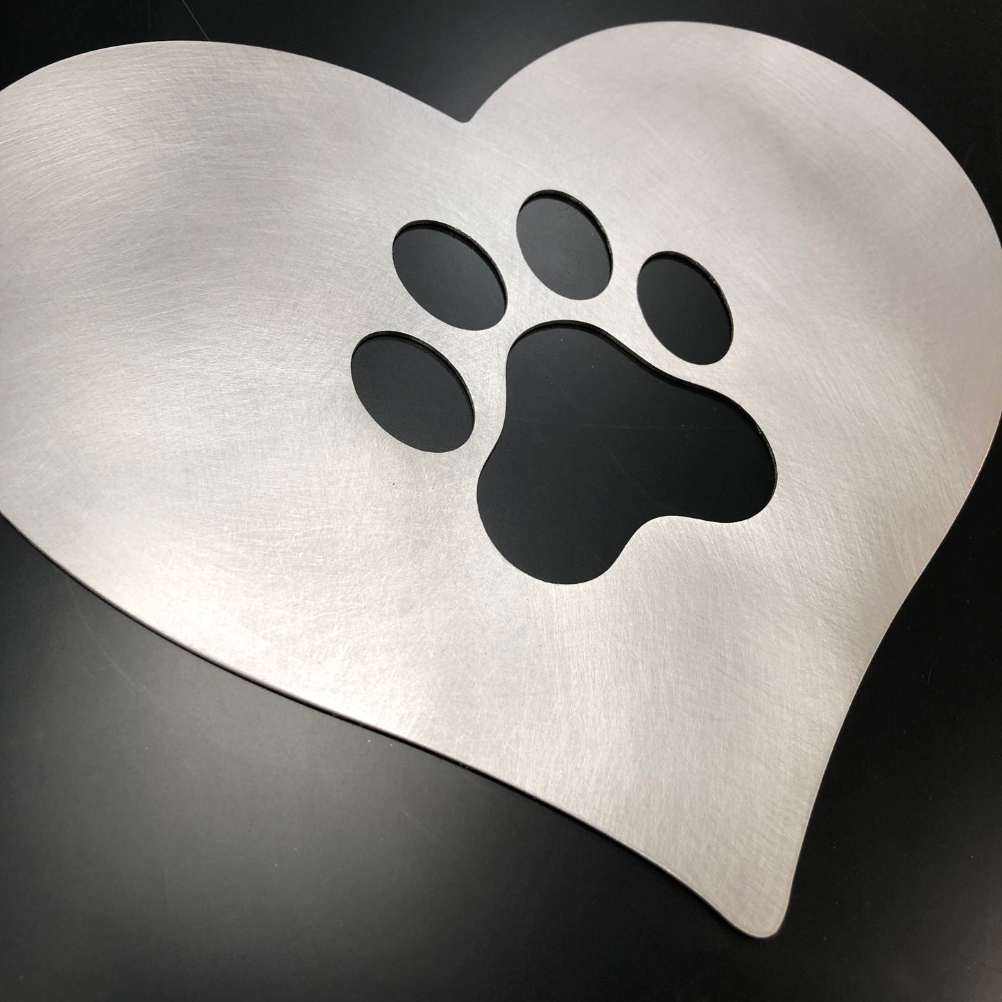 Aluminium Love Heart Dog Paw Print