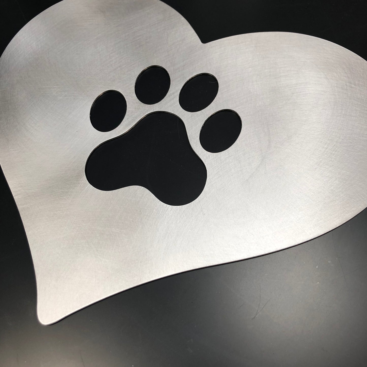 Aluminium Love Heart Dog Paw Print