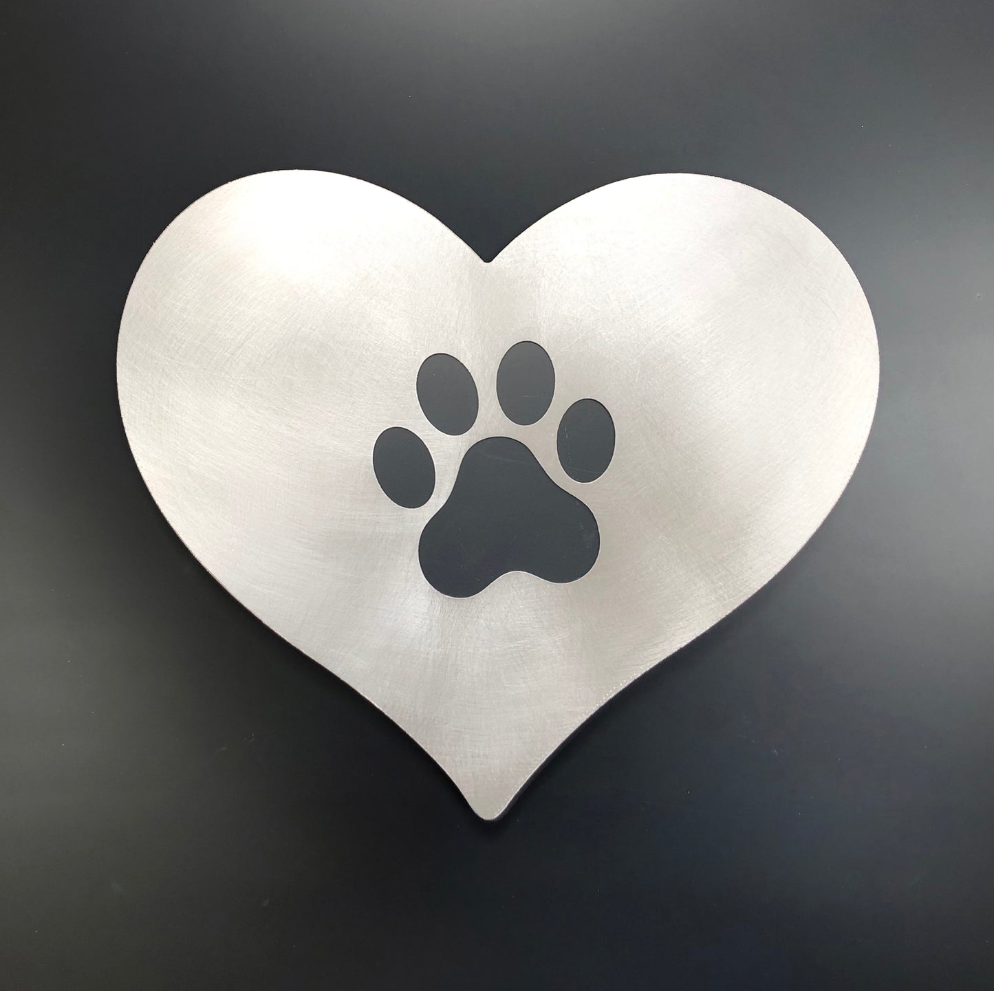 Aluminium Love Heart Dog Paw Print